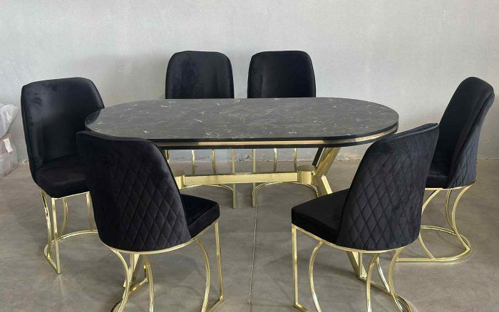 Трапезен комплект с 6 стола "KING GOLD BLACK"
